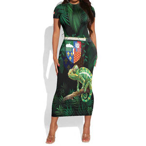 Reunion Island Short Sleeve Bodycon Dress Furcifer Pardalis