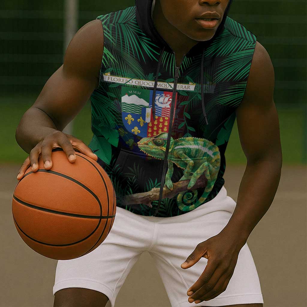 Reunion Island Sleeveless Zip Hoodie Furcifer Pardalis - African Pride