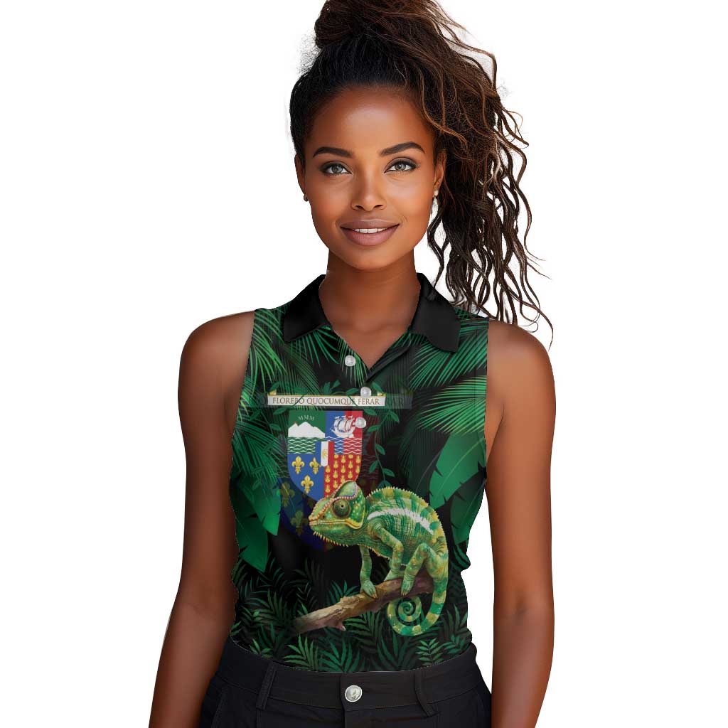 Reunion Island Women Sleeveless Polo Shirt Furcifer Pardalis