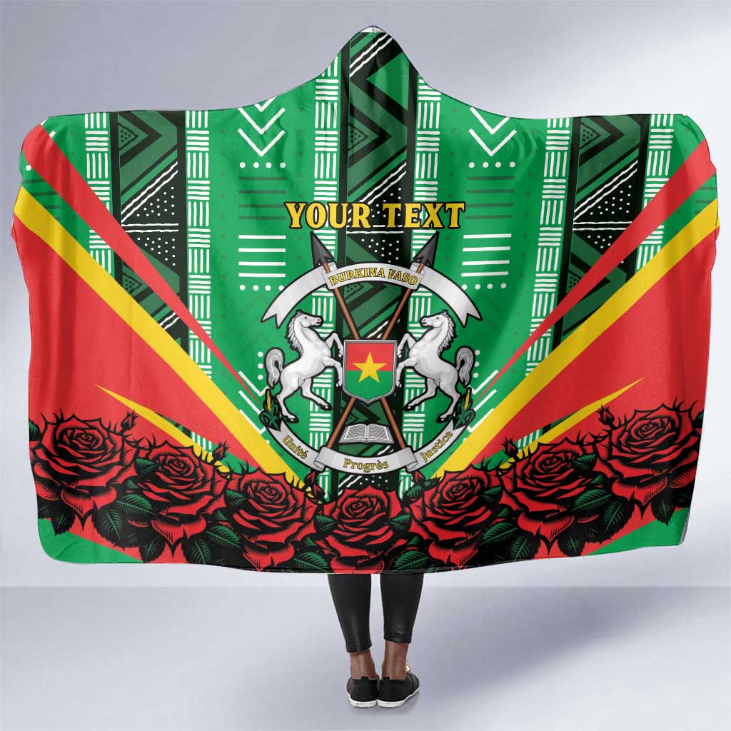 Personalised Afro Burkina Faso Hooded Blanket Coat Of Arms With Rose