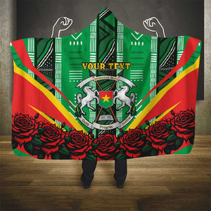 Personalised Afro Burkina Faso Hooded Blanket Coat Of Arms With Rose