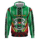 Personalised Afro Burkina Faso Hoodie Coat Of Arms With Rose