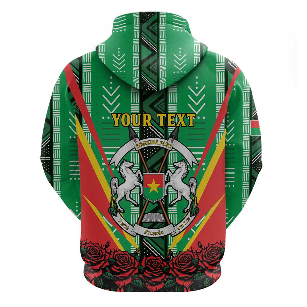 Personalised Afro Burkina Faso Hoodie Coat Of Arms With Rose
