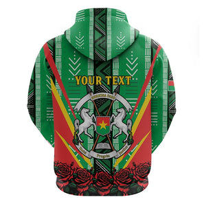 Personalised Afro Burkina Faso Hoodie Coat Of Arms With Rose