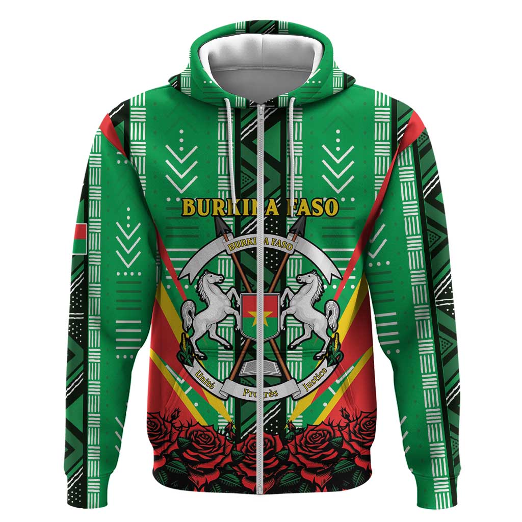 Personalised Afro Burkina Faso Hoodie Coat Of Arms With Rose