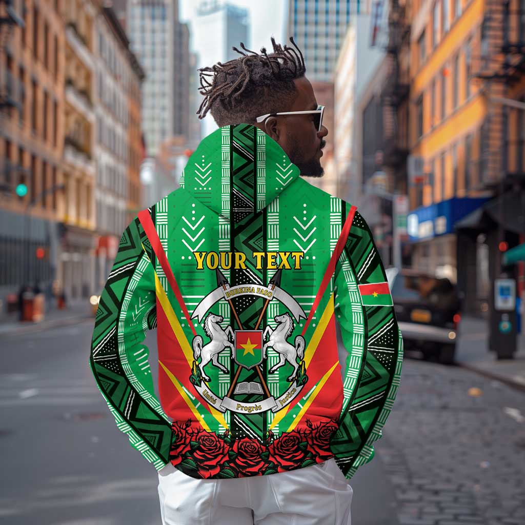 Personalised Afro Burkina Faso Hoodie Coat Of Arms With Rose