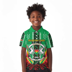 Personalised Afro Burkina Faso Kid Polo Shirt Coat Of Arms With Rose