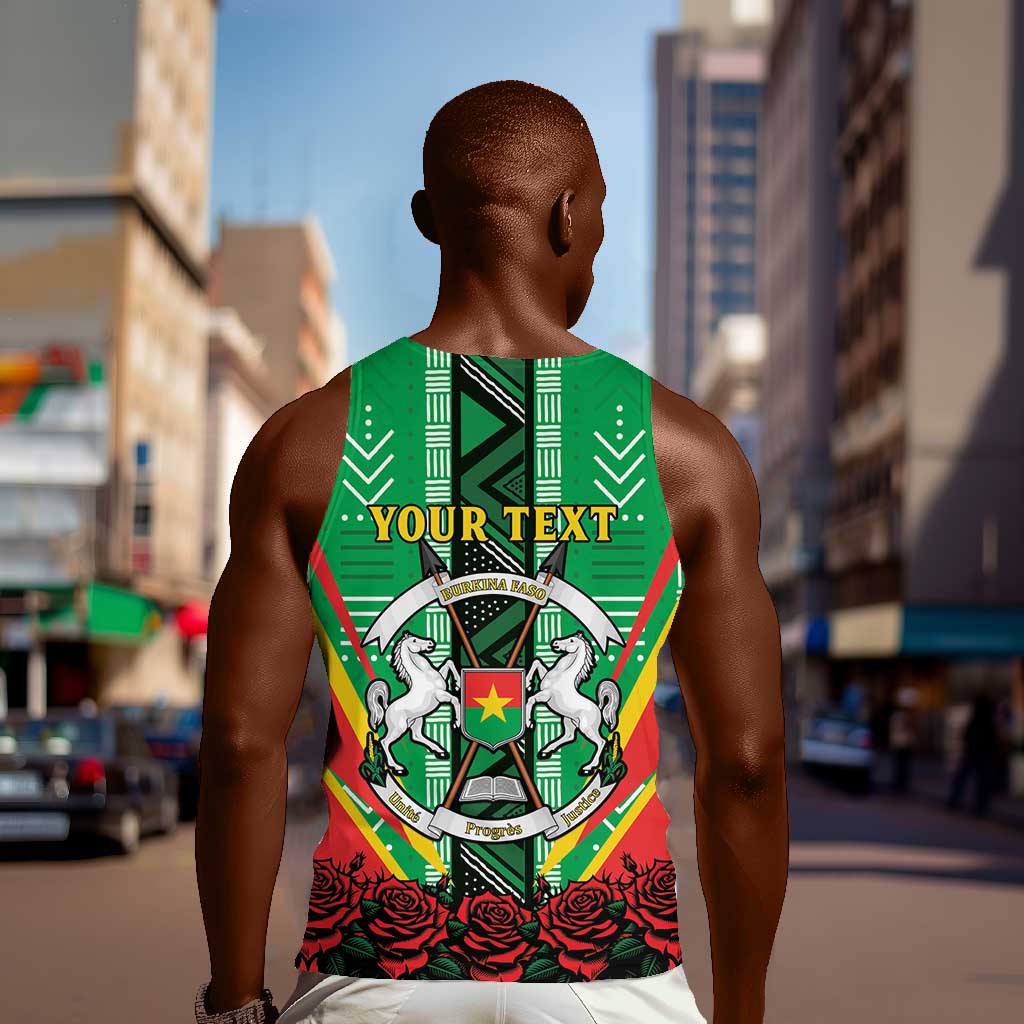 Personalised Afro Burkina Faso Men Tank Top Coat Of Arms With Rose