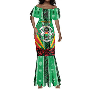 Personalised Afro Burkina Faso Mermaid Dress Coat Of Arms With Rose