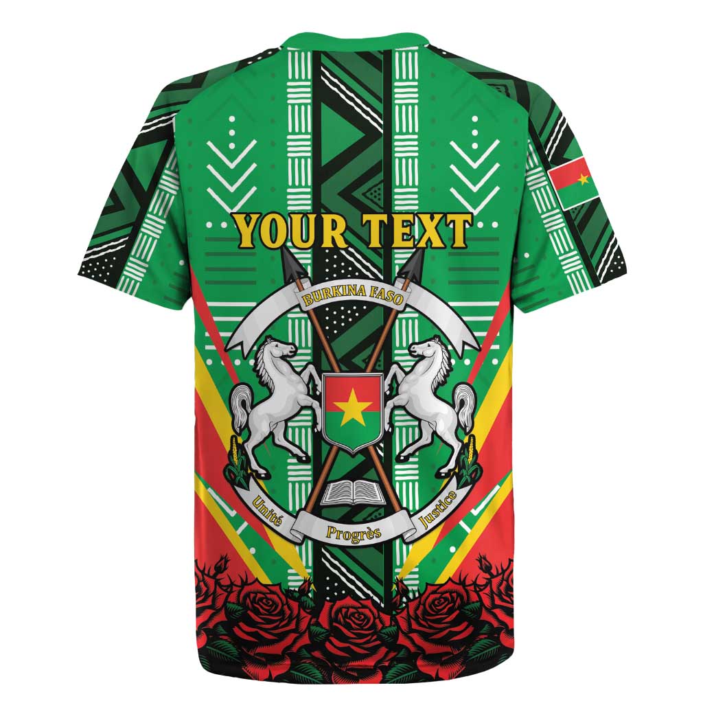 Personalised Afro Burkina Faso Rugby Jersey Coat Of Arms With Rose