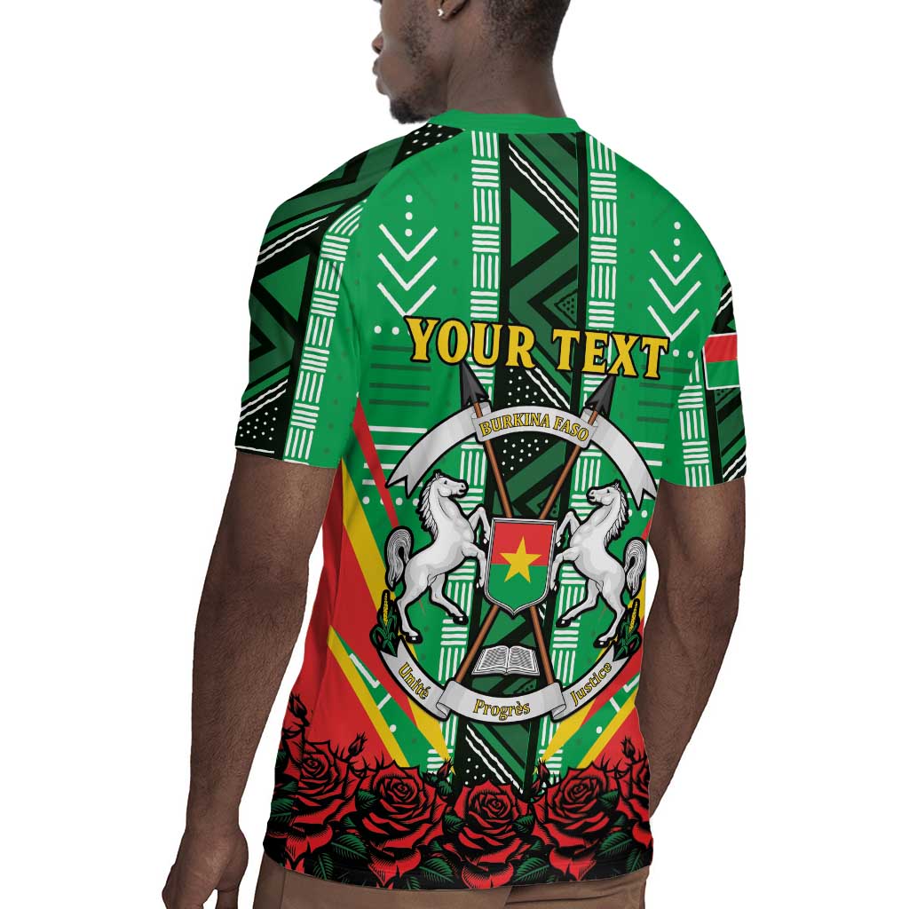 Personalised Afro Burkina Faso Rugby Jersey Coat Of Arms With Rose