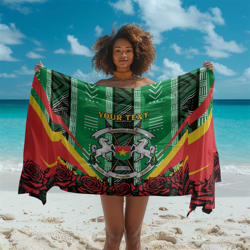 Personalised Afro Burkina Faso Sarong Coat Of Arms With Rose