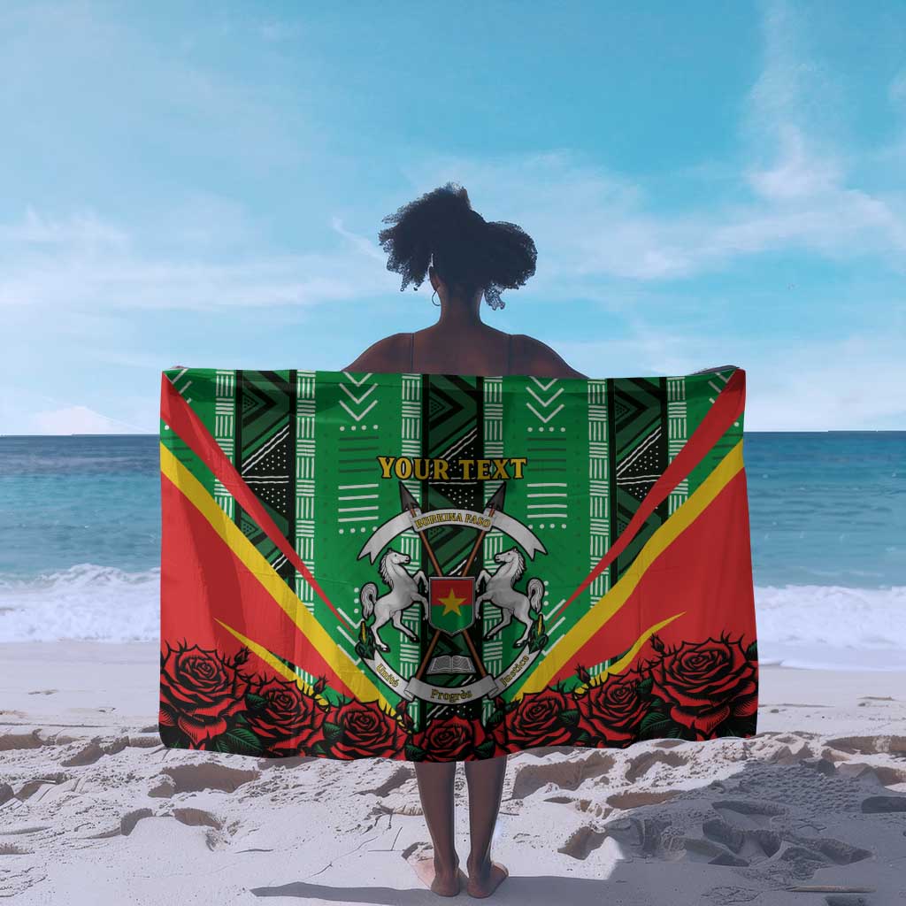 Personalised Afro Burkina Faso Sarong Coat Of Arms With Rose