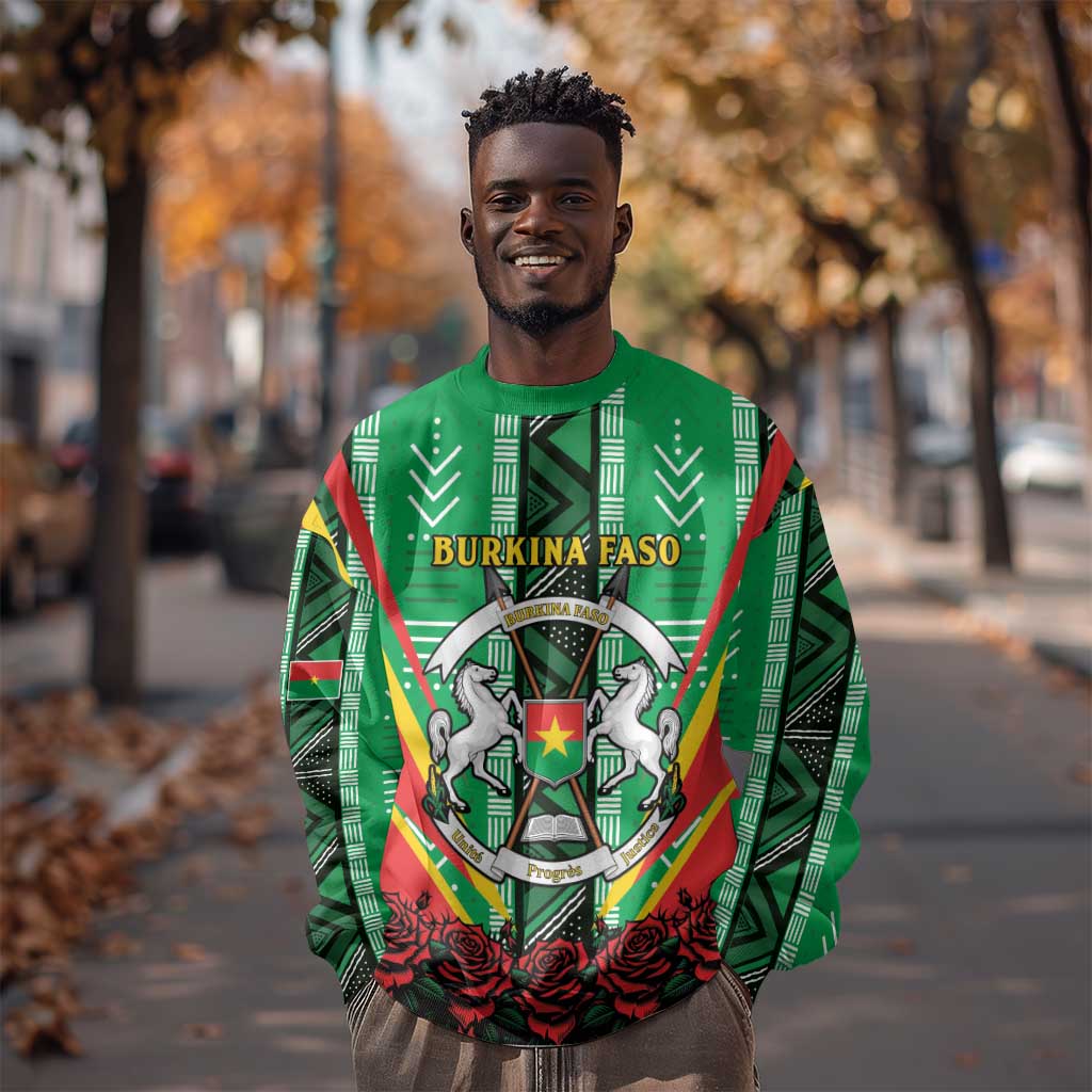 Personalised Afro Burkina Faso Sweatshirt Coat Of Arms With Rose