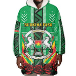 Personalised Afro Burkina Faso Wearable Blanket Hoodie Coat Of Arms With Rose