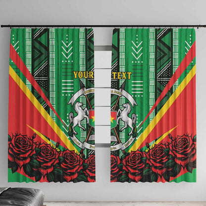 Personalised Afro Burkina Faso Window Curtain Coat Of Arms With Rose