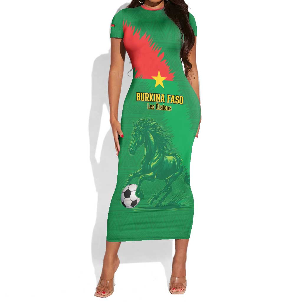 Burkina Faso Football Custom Short Sleeve Bodycon Dress Go Stallions LT15
