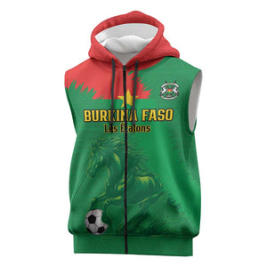Burkina Faso Football Custom Sleeveless Zip Hoodie Go Stallions - African Pride