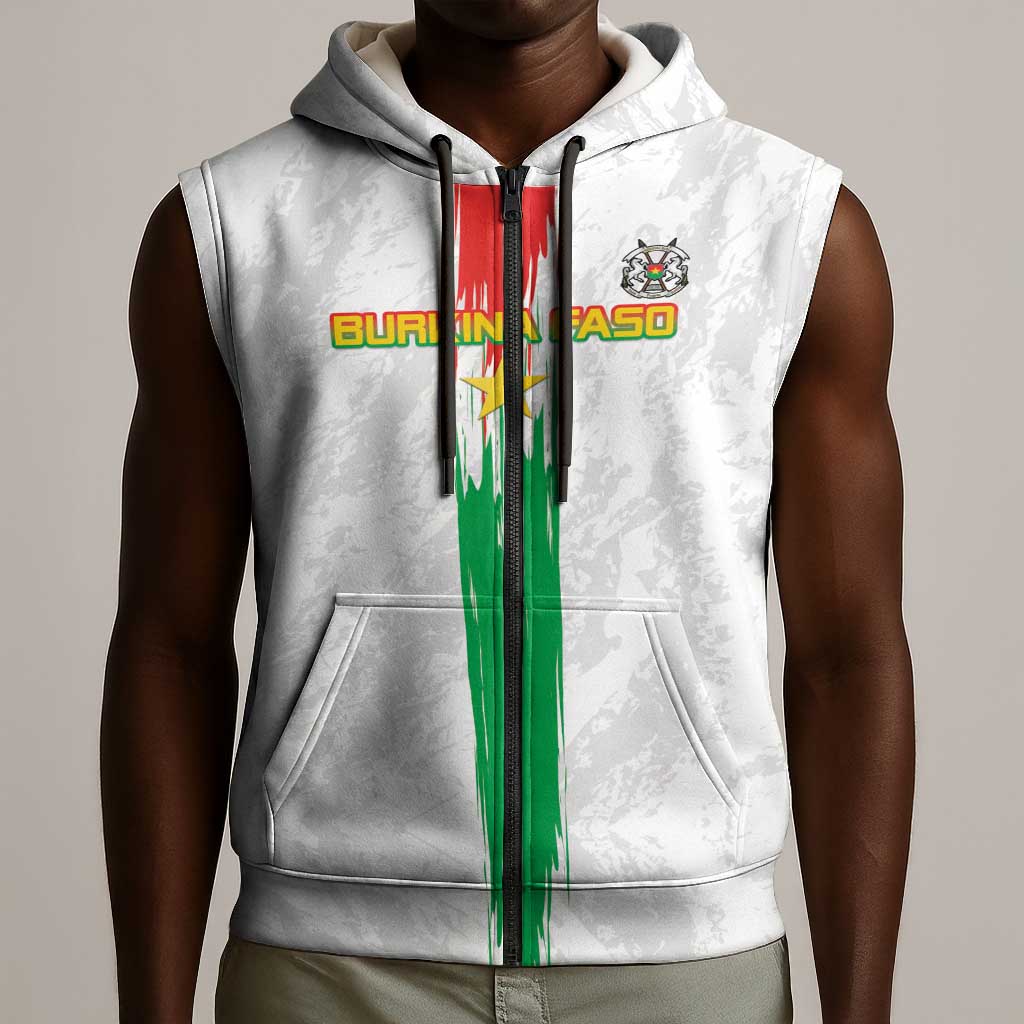 Burkina Faso Football Custom Sleeveless Zip Hoodie Go Champions - African Pride