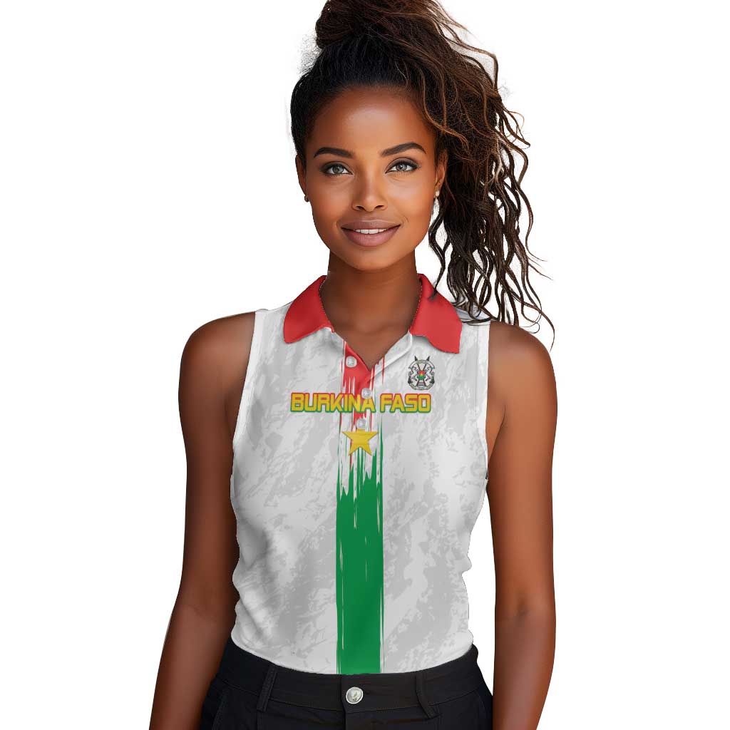 Burkina Faso Football Custom Women Sleeveless Polo Shirt Go Champions