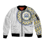 Cape Verde African Tribal Pattern Sleeve Zip Bomber Jacket Chest Arm Tattoo