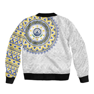 Cape Verde African Tribal Pattern Sleeve Zip Bomber Jacket Chest Arm Tattoo