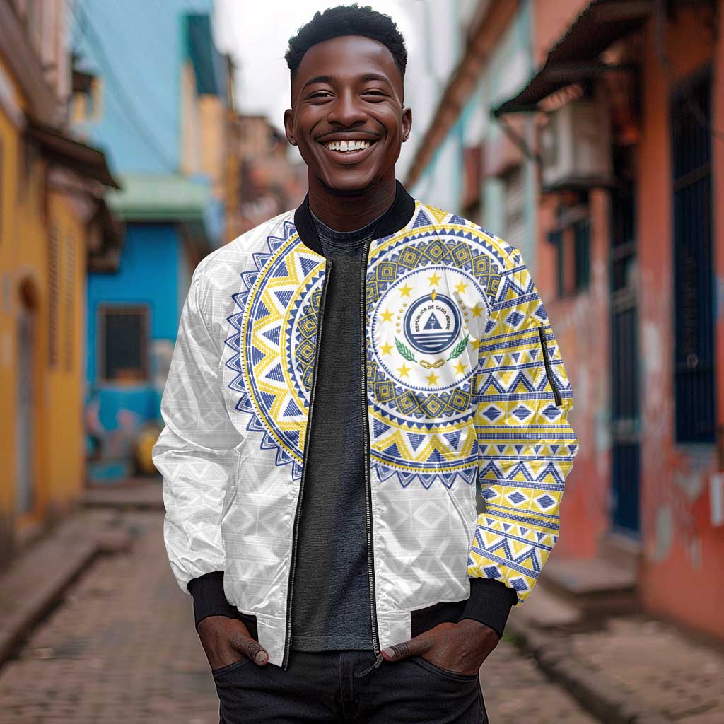 Cape Verde African Tribal Pattern Sleeve Zip Bomber Jacket Chest Arm Tattoo