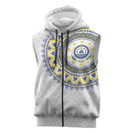 Cape Verde African Tribal Pattern Sleeveless Zip Hoodie Chest Arm Tattoo - African Pride