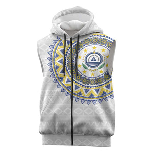 Cape Verde African Tribal Pattern Sleeveless Zip Hoodie Chest Arm Tattoo - African Pride
