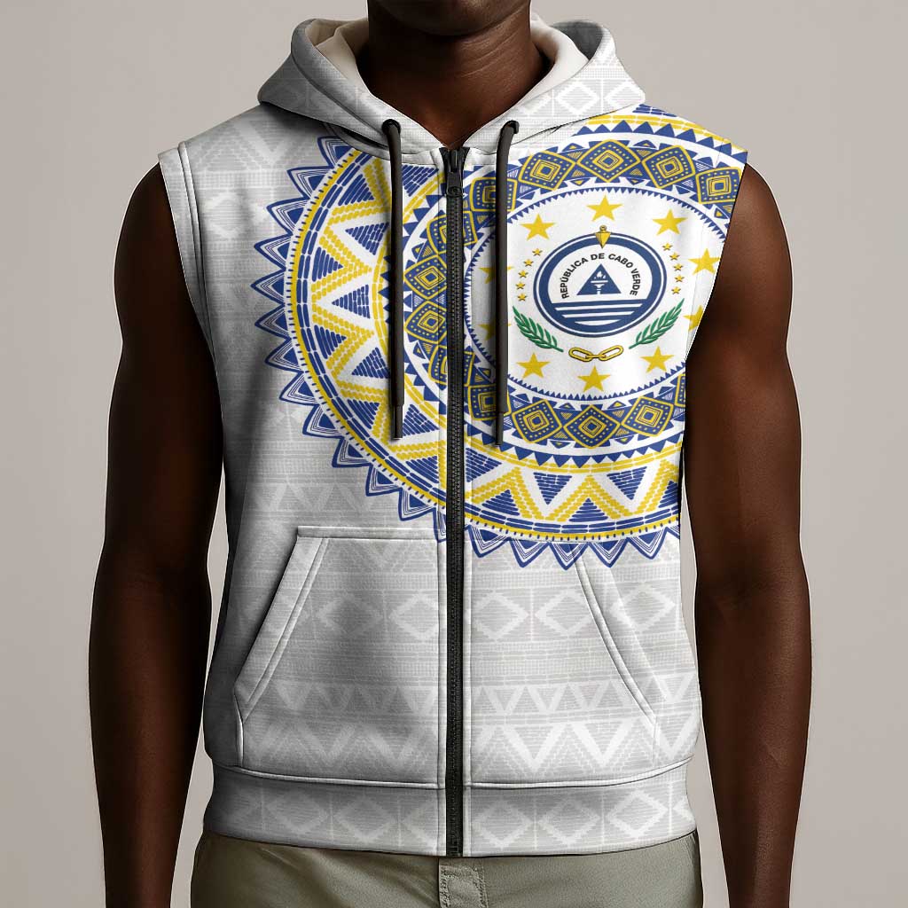 Cape Verde African Tribal Pattern Sleeveless Zip Hoodie Chest Arm Tattoo - African Pride