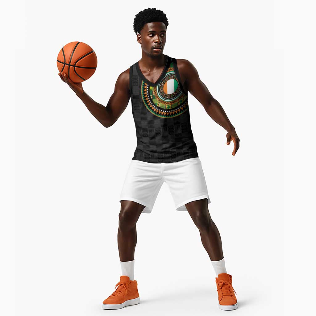 Ivory Coast African Tribal Pattern Basketball Jersey Chest Arm Tattoo LT15