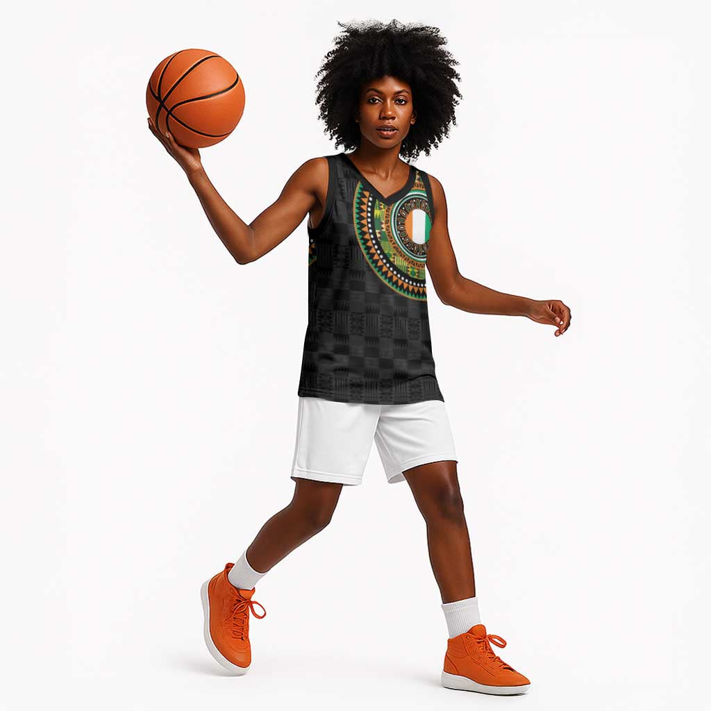 Ivory Coast African Tribal Pattern Basketball Jersey Chest Arm Tattoo LT15