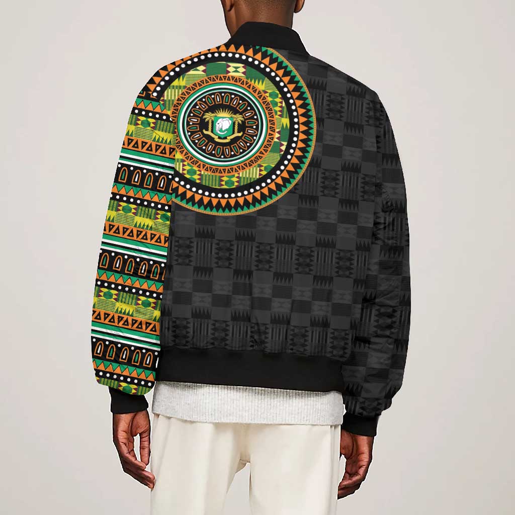 Ivory Coast African Tribal Pattern Bomber Jacket Chest Arm Tattoo