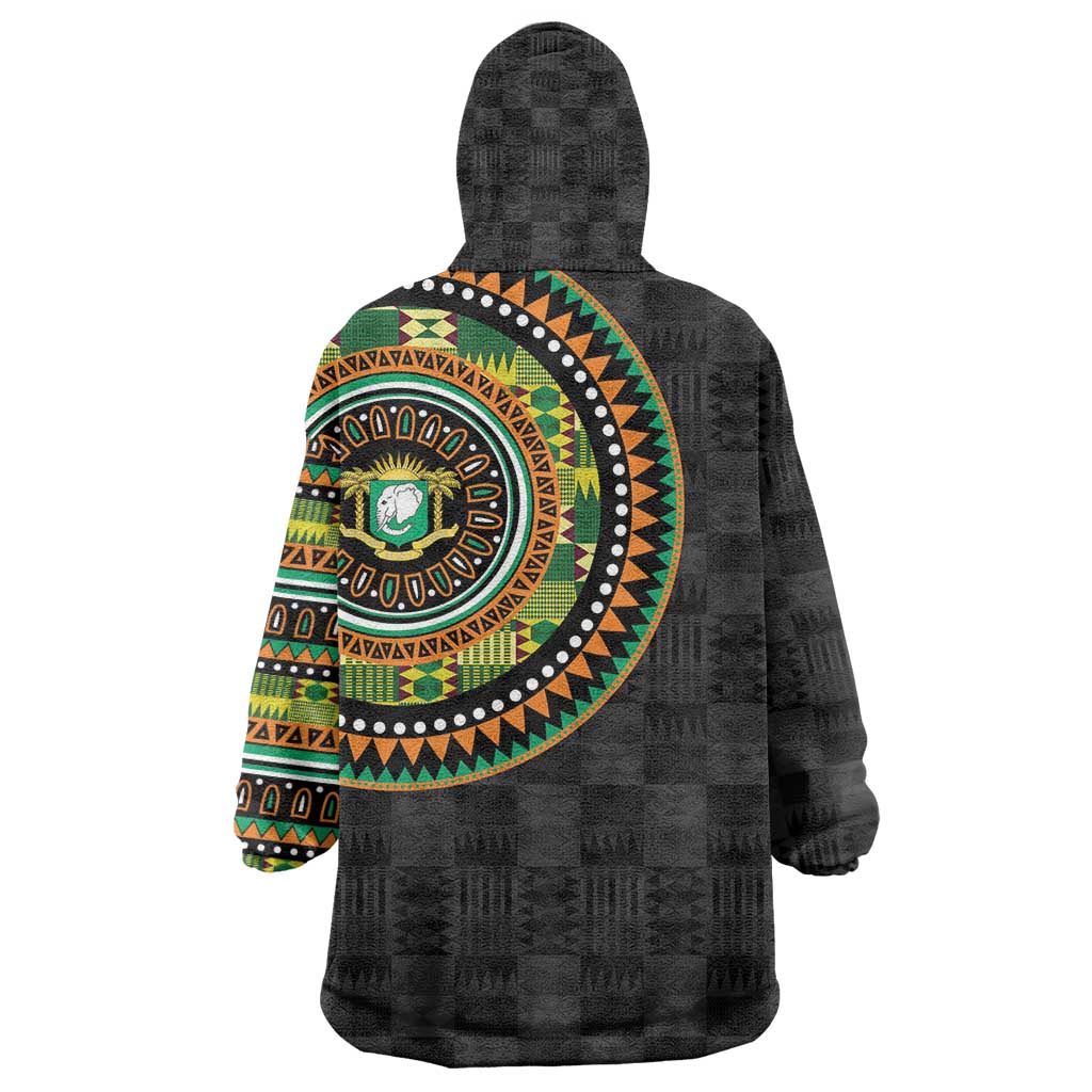 Ivory Coast African Tribal Pattern Kid Wearable Blanket Hoodie Chest Arm Tattoo