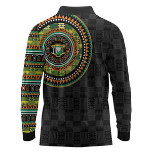 Ivory Coast African Tribal Pattern Long Sleeve Polo Shirt Chest Arm Tattoo