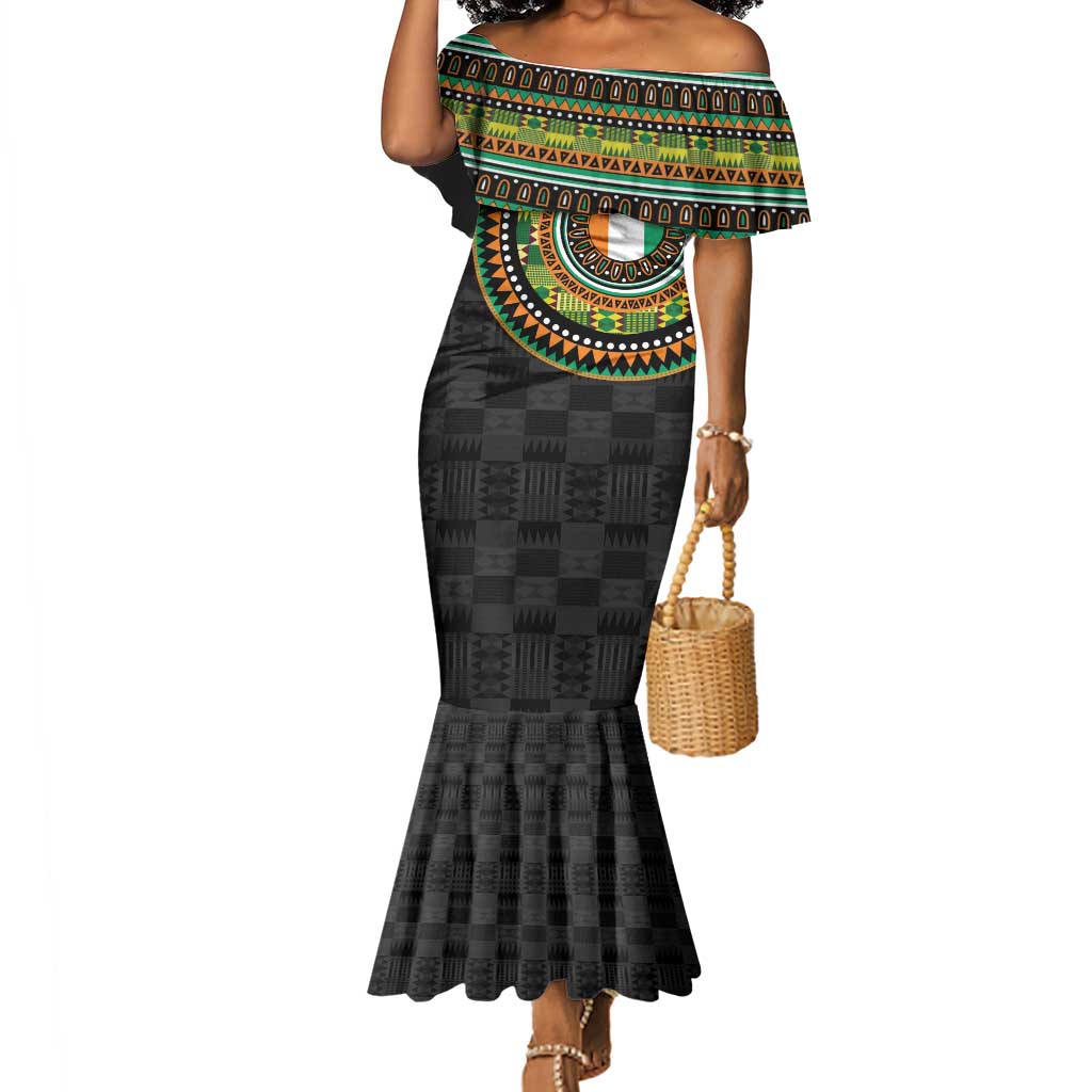 Ivory Coast African Tribal Pattern Mermaid Dress Chest Arm Tattoo