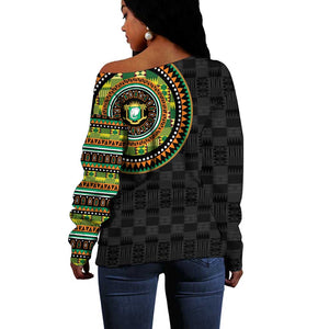Ivory Coast African Tribal Pattern Off Shoulder Sweater Chest Arm Tattoo