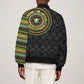 Ivory Coast African Tribal Pattern Sleeve Zip Bomber Jacket Chest Arm Tattoo