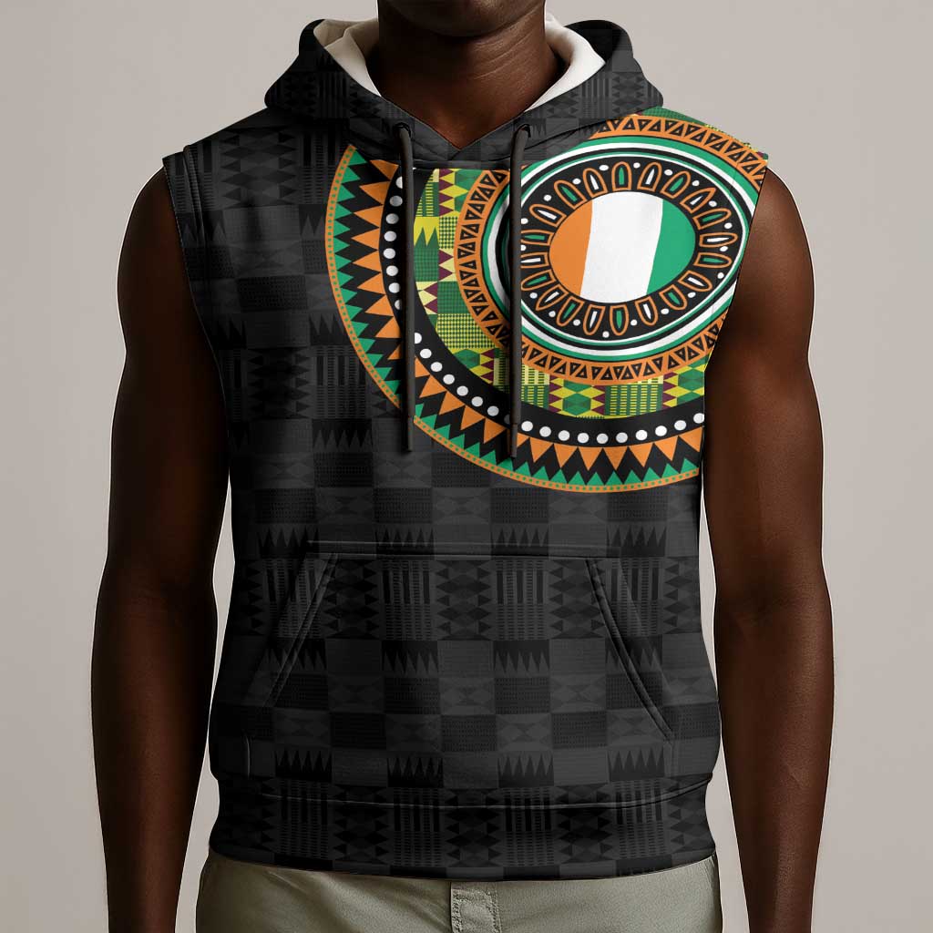 Ivory Coast African Tribal Pattern Sleeveless Hoodie Chest Arm Tattoo - African Pride