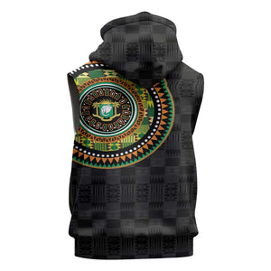 Ivory Coast African Tribal Pattern Sleeveless Zip Hoodie Chest Arm Tattoo - African Pride