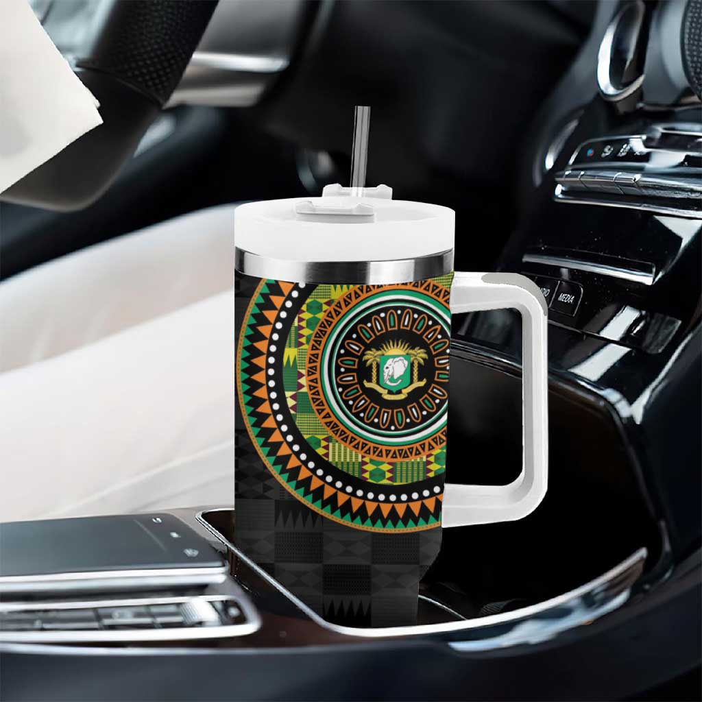 Ivory Coast African Tribal Pattern Tumbler With Handle Chest Arm Tattoo