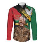 Nelson Mandela Day Long Sleeve Button Shirt Pan African Flag - African Pride