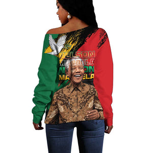 Nelson Mandela Day Off Shoulder Sweater Pan African Flag - African Pride