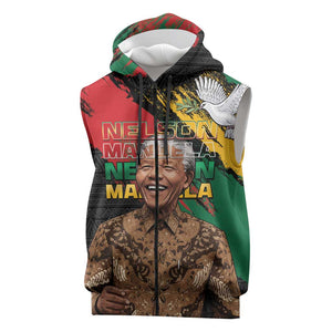 Nelson Mandela Day Sleeveless Zip Hoodie Pan African Flag - African Pride