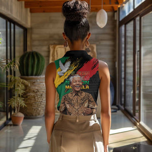Nelson Mandela Day Women Sleeveless Polo Shirt Pan African Flag - African Pride