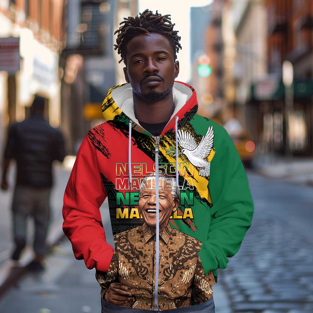 Nelson Mandela Day Zip Hoodie Pan African Flag - African Pride