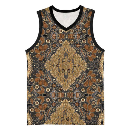 Madiba Nelson Mandela Batik Basketball Jersey Earthy Brown Indonesia Heritage LT15