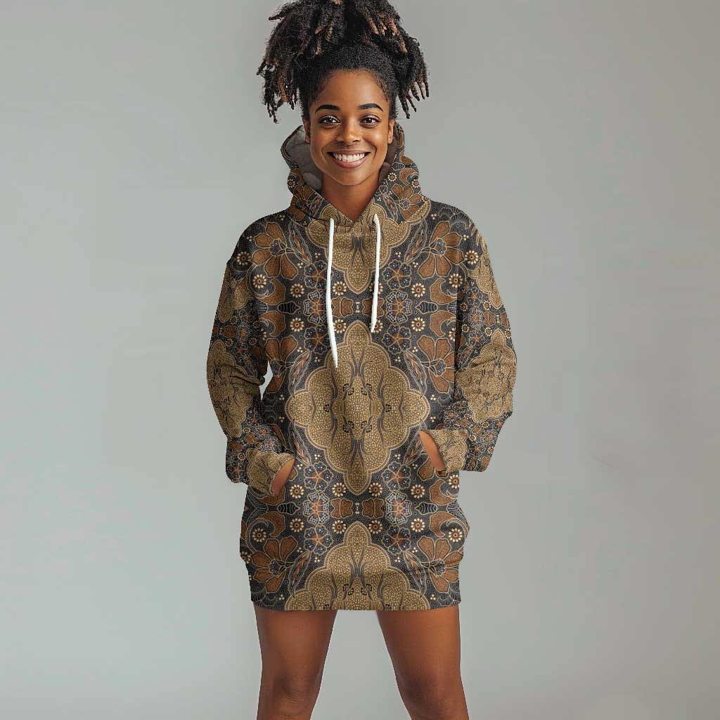 Madiba Nelson Mandela Batik Hoodie Dress Earthy Brown Indonesia Heritage - African Pride