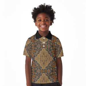 Madiba Nelson Mandela Batik Kid Polo Shirt Earthy Brown Indonesia Heritage - African Pride