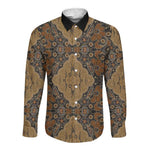 Madiba Nelson Mandela Batik Long Sleeve Button Shirt Earthy Brown Indonesia Heritage - African Pride